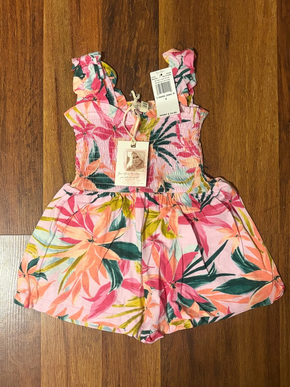 Jessica Simpson Pink Floral Smocked Romper